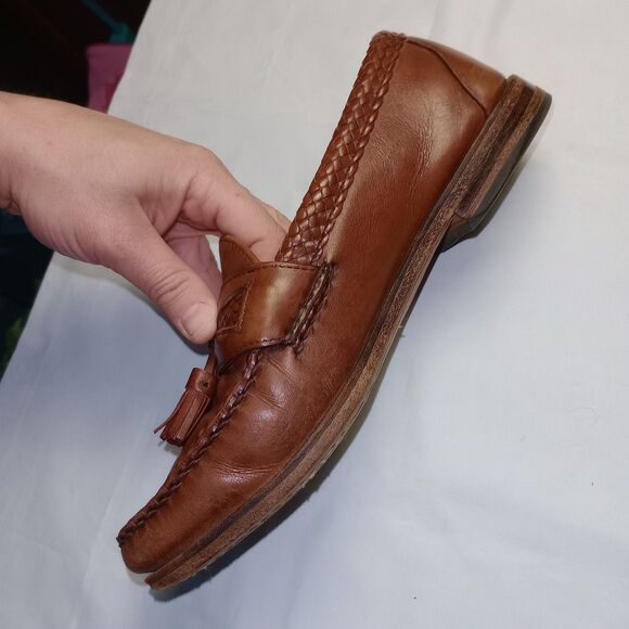 Allen Edmonds Maxfield Brown Tassel Loafers Woven Leather 8.5 D Made In USA 1713 - Picture 9 of 11